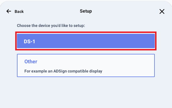 Application screenshot showing a highlighted button with a label, DS-1